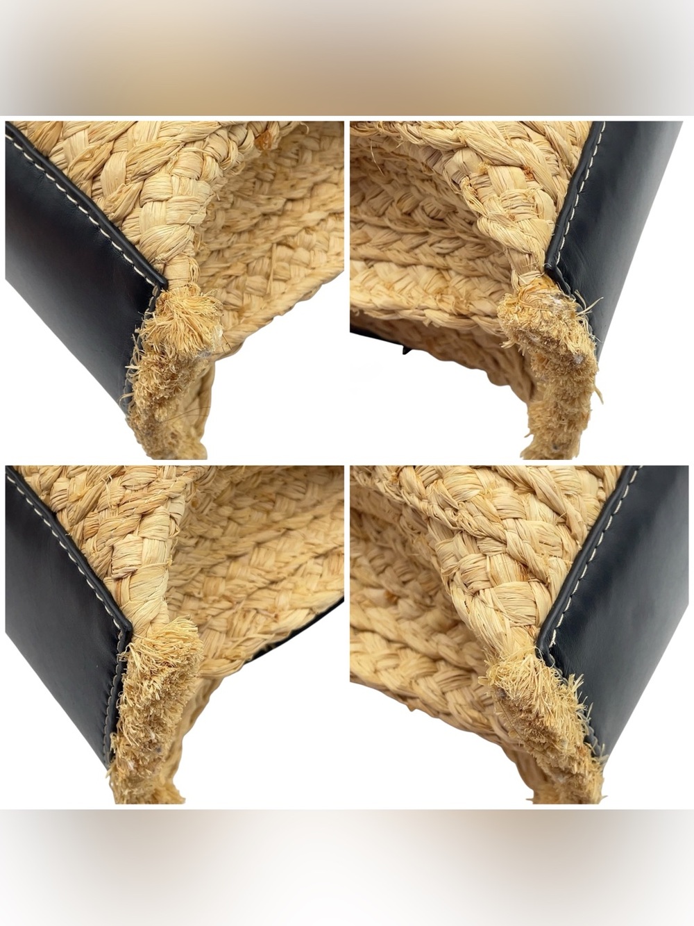 ✨🛍️ Loewe Gate Top Handle Raffia & Black Leather Tote Bag - Picture 6 of 9